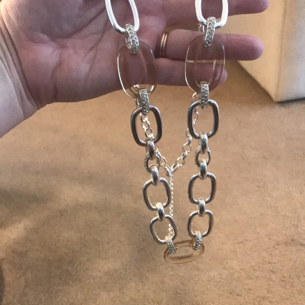 Chunky Link Statement Necklace with Bling - Picture 7 of 8
